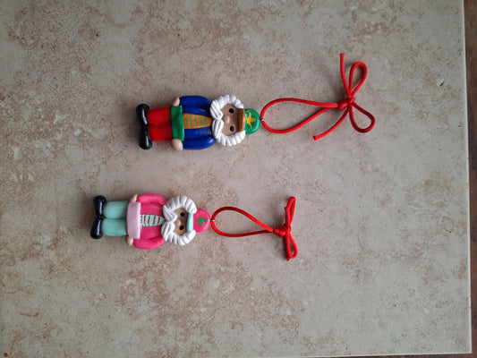 Christmas red green nutcracker ornament / pastel ornament / polymer clay pink nutcracker ornament / polymer clay christmas ornament