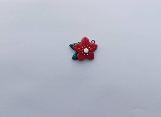 Kawaii poinsettia charms / polymer poinsettia flower charms / kawaii Christmas jewelry / kawaii Holiday charms