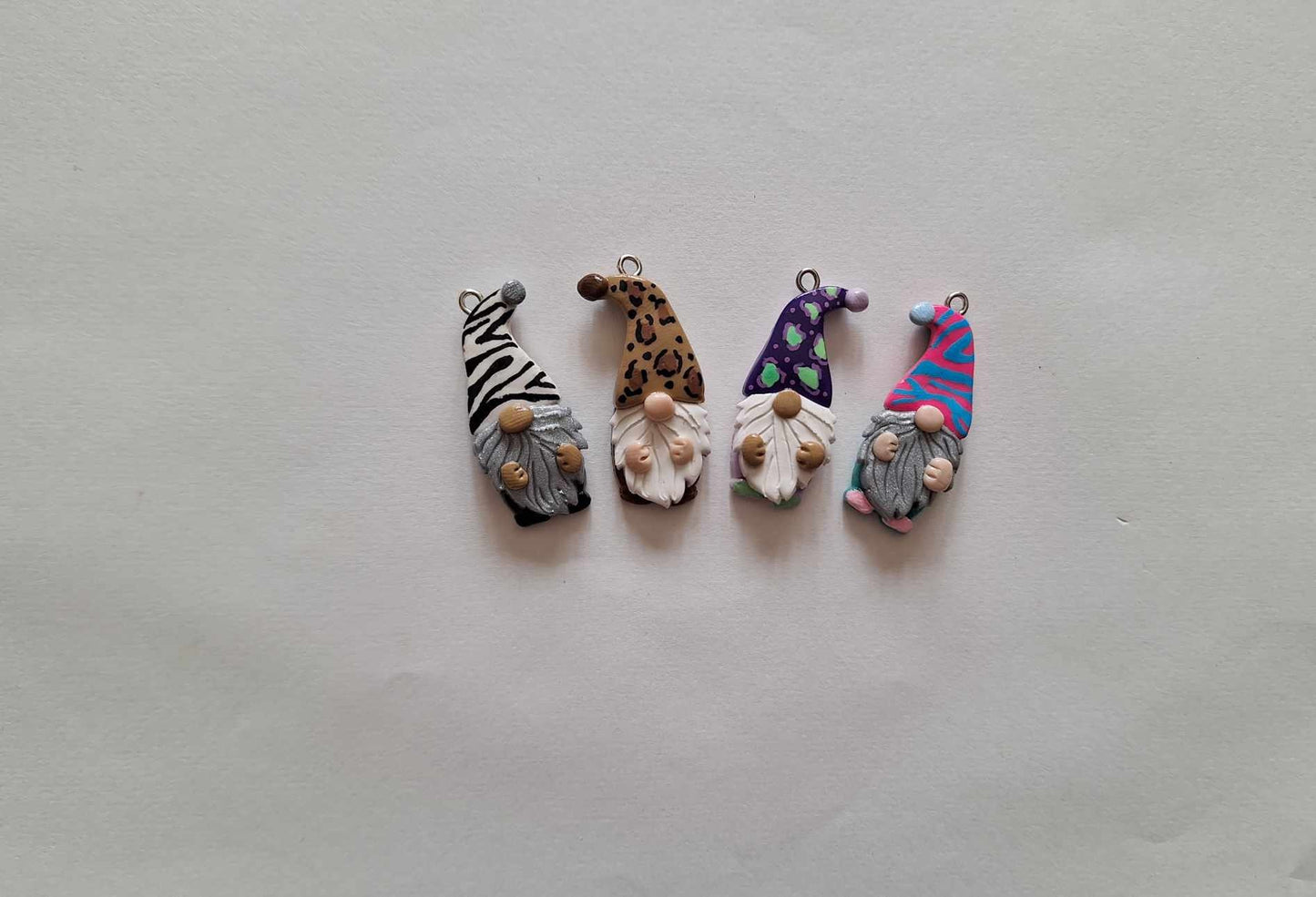 Kawaii animal print gnome charms / polymer clay zebra leopard gnome charms / leopard print gnome charms / colorful gnome charms