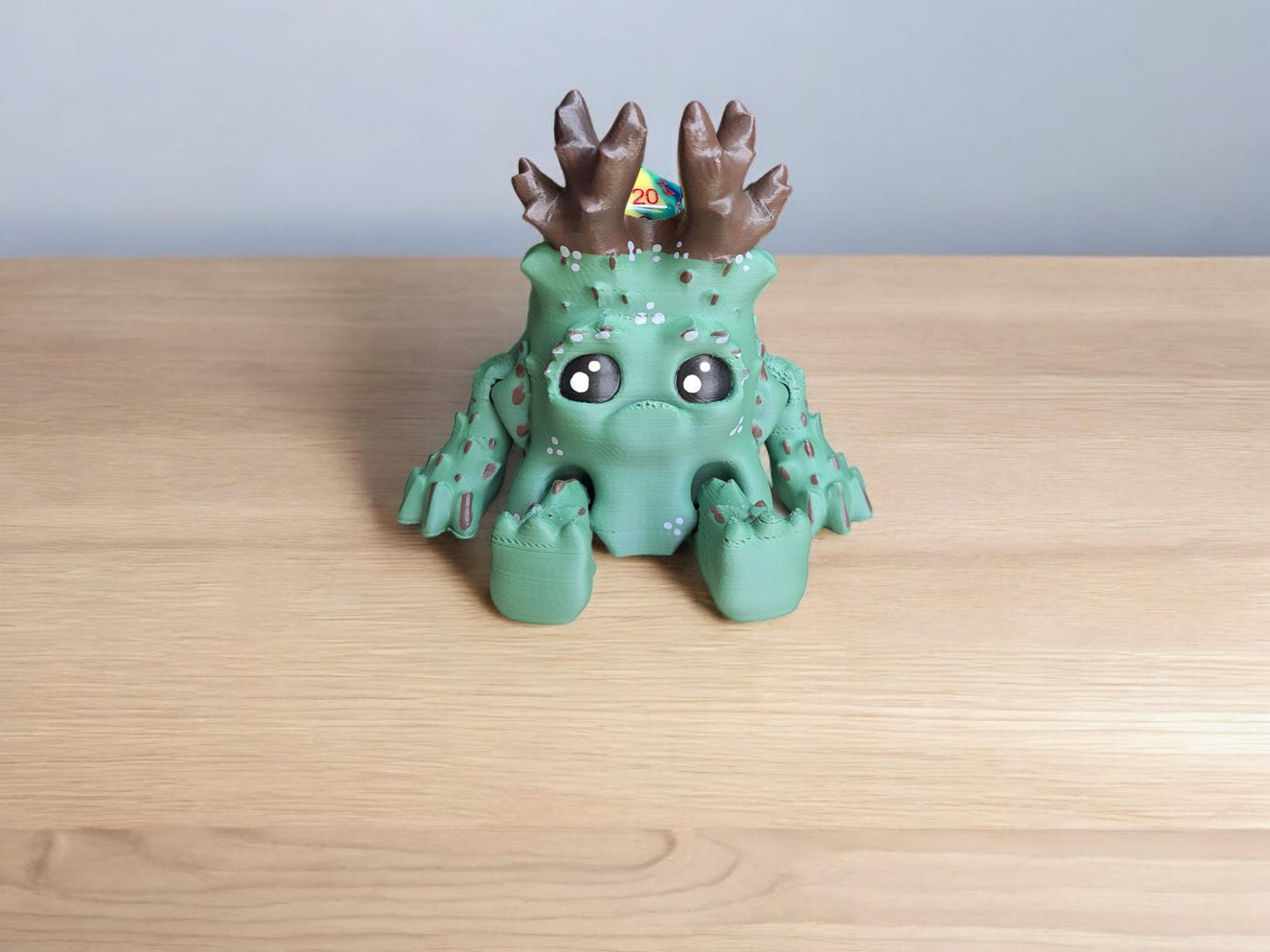 3D printed and painted green warden dice holder / 3d forest warden dice buddy display / 3d printed d20 dice tower holder