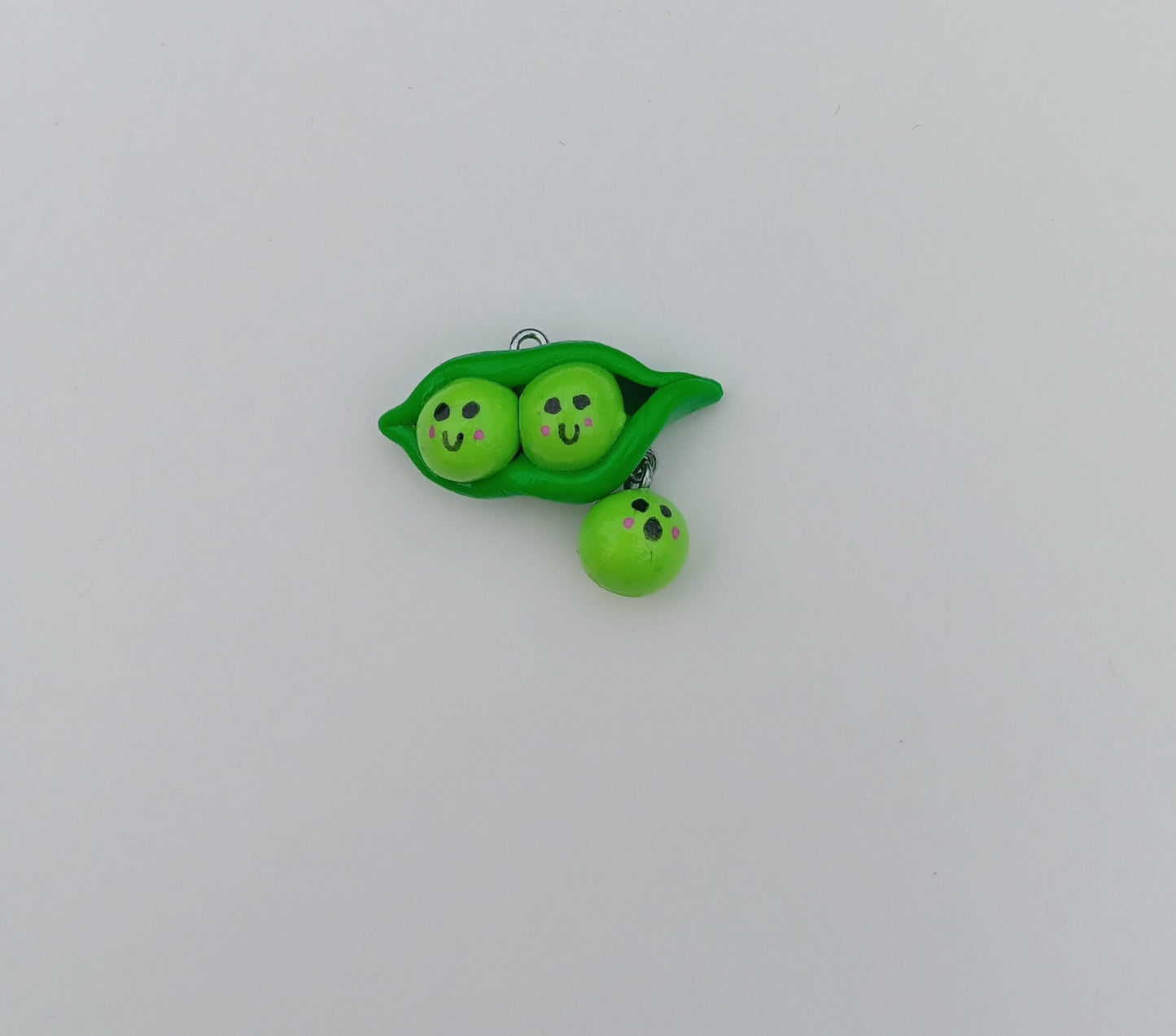 Kawaii clay dangle peapod charms / polymer clay peas in a pod charms / clay pea pod charms jewelry / dangle pea charms
