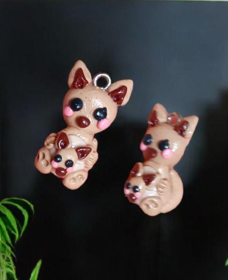 Polymer clay kangaroo charm / cute clay mama kangaroo baby joey animal charm / kangaroo charm jewelry stitch marker progress keeper notions