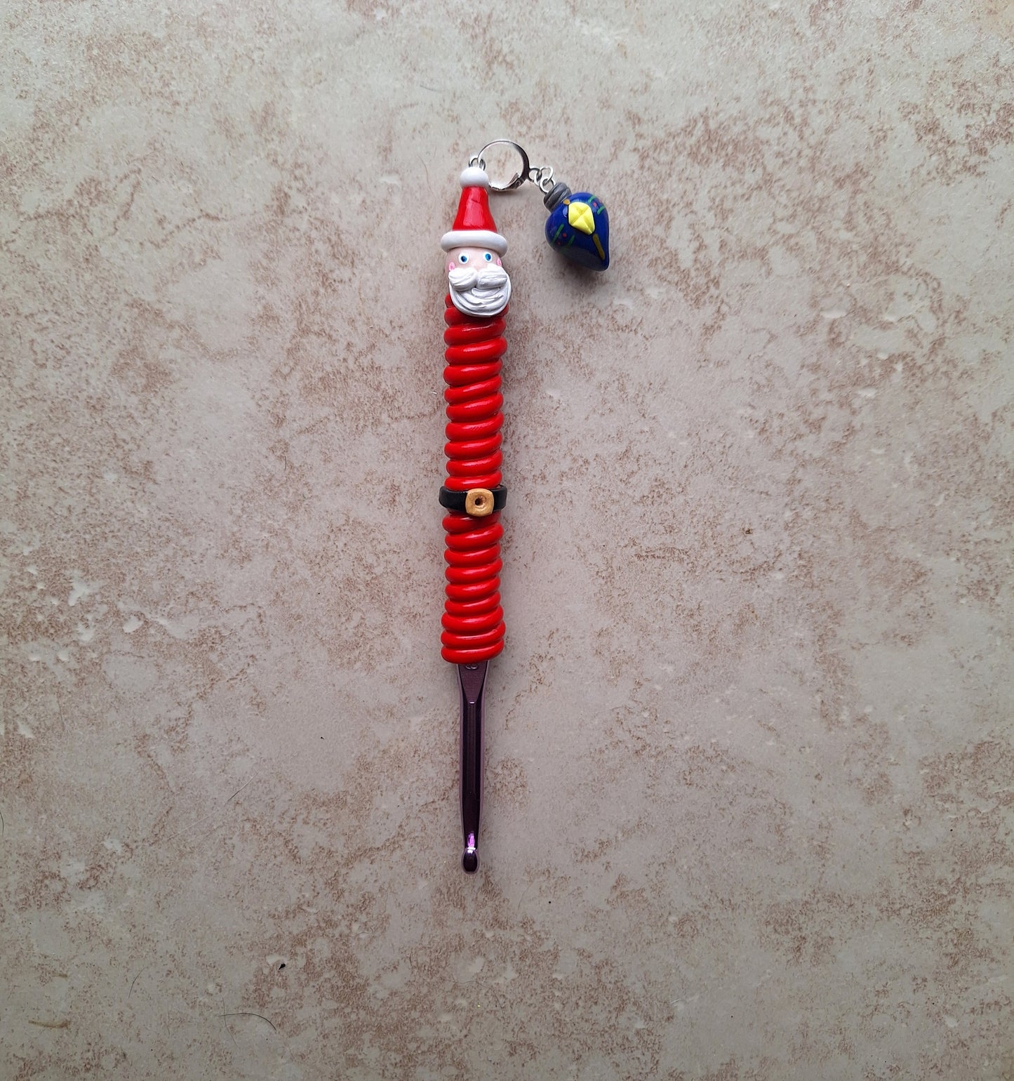 Polymer swirl Santa Claus Christmas holiday crochet hook