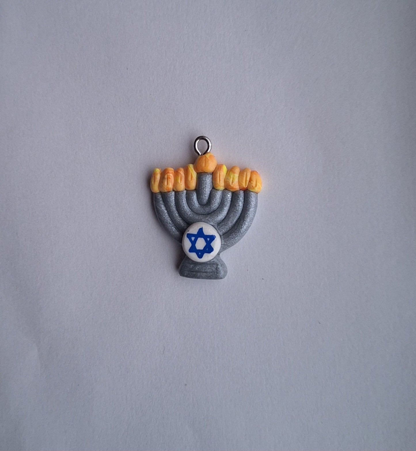 kawaii clay hanukkah menorah charms / polymer clay star of david charms / jewish jewelry charms menorah stitch marker