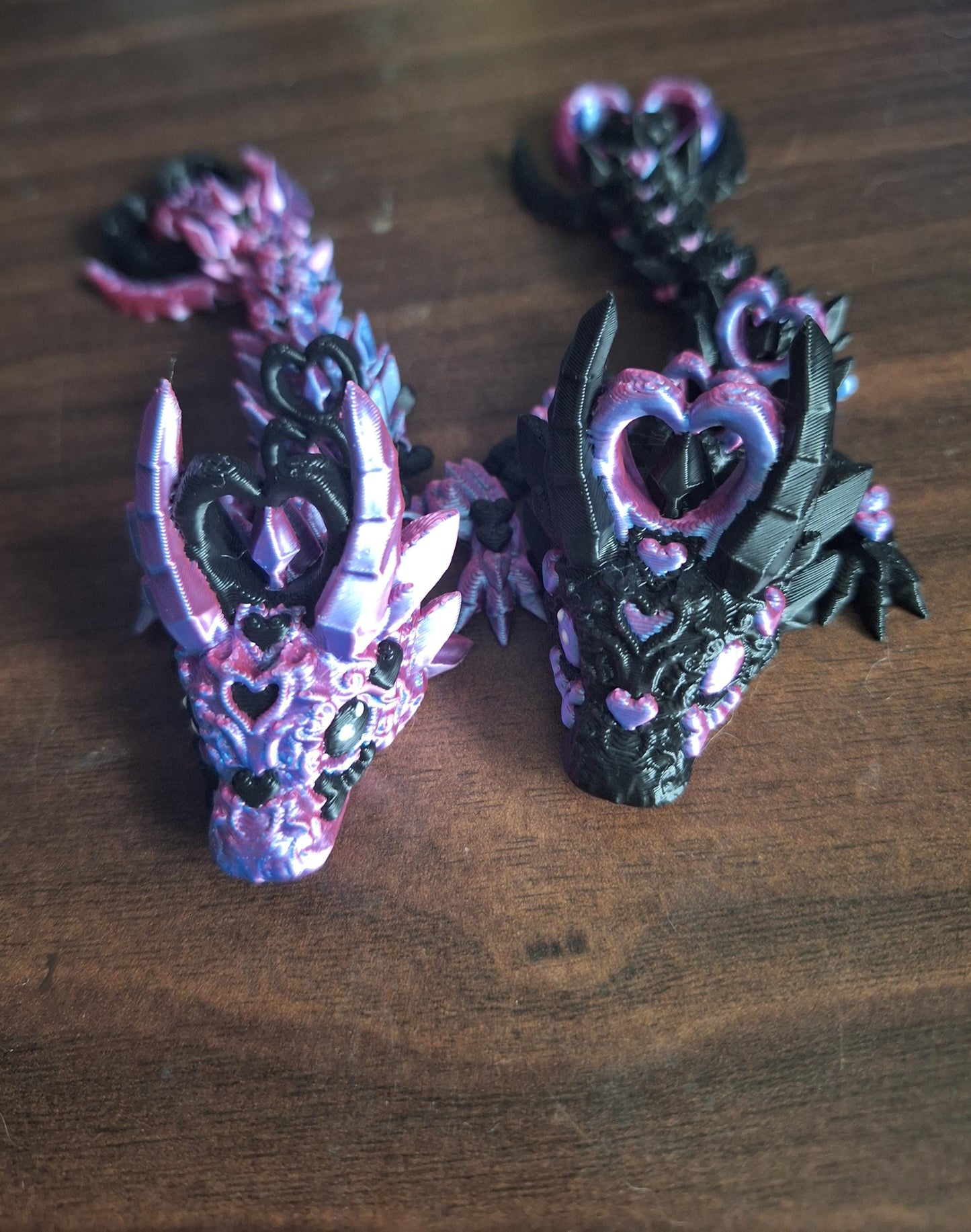 3D articulated black blue dark heart dragon straw cap / 3d printed dragon animals / darkheart dragon straw topper cover Fidget figurines