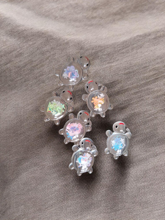 kawaii set of 3 RANDOM glitter turtle stitch markers / progress keeper knitting crochet charm / summer spring turtle stitchmarker