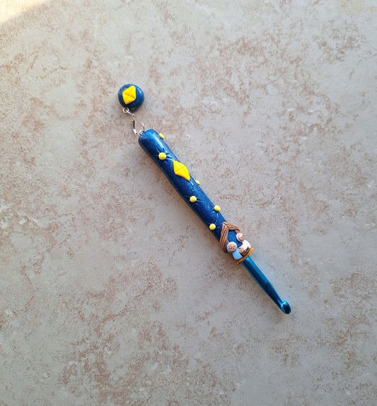 Polymer clay Christmas nativity crochet hook