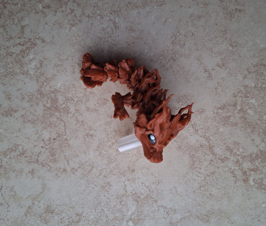 3D articulated woodland dragon straw cap / 3d printed dragon animals / floral woodland dragon tadling straw topper cover Fidget figurines