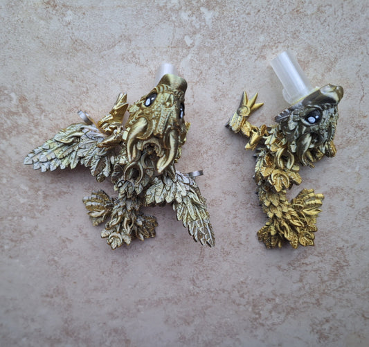 3D articulated metallic lunarwing dragon straw cap / 3d printed dragon animals / silver gold lunar tadling straw topper cover Fidget