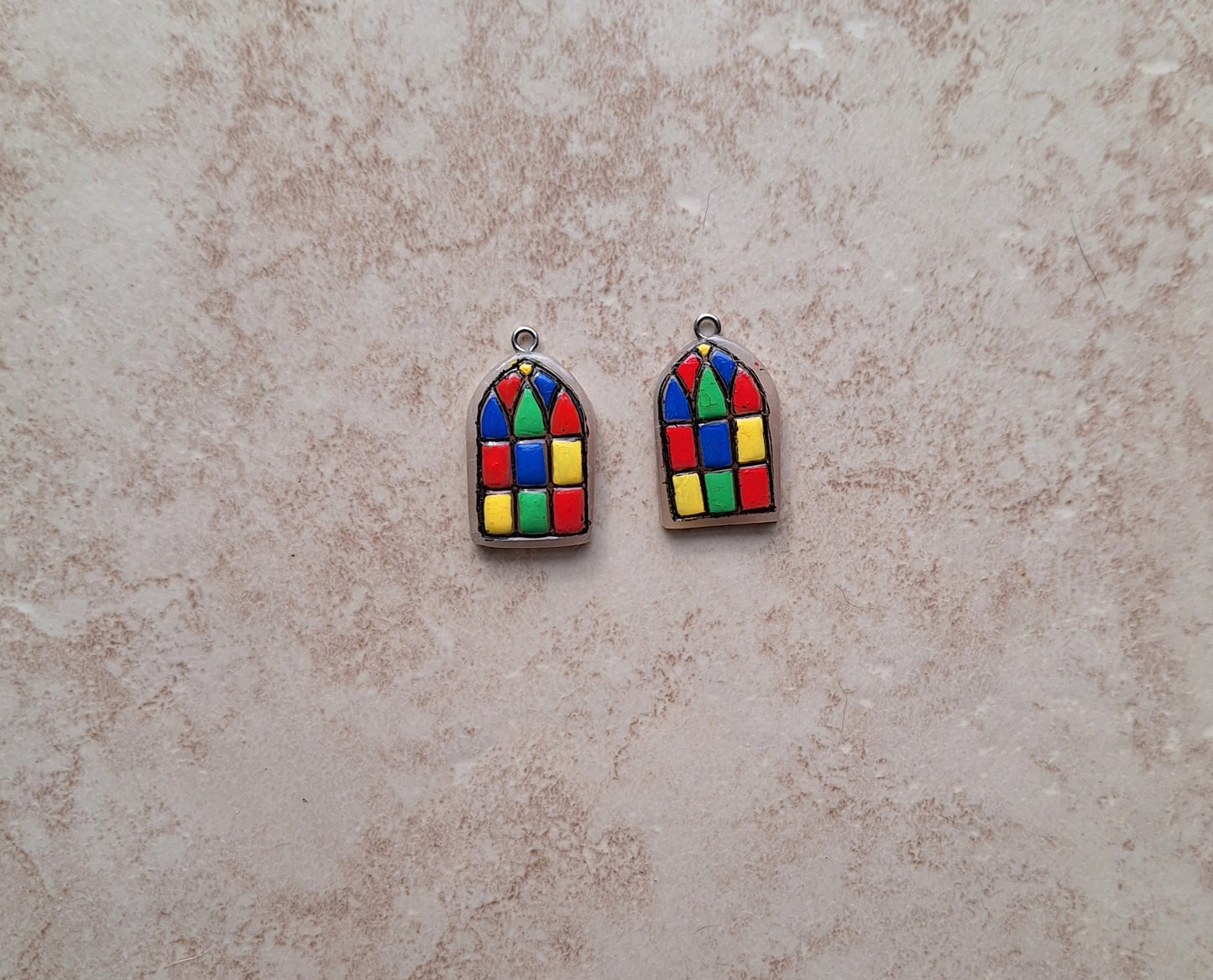 Clay faux stained glass window colorful charms / polymer clay Christmas charms / Christian jewelry charms holiday charms stitch marker