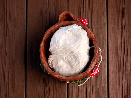 Handmade clay mushroom toadstool forest yarn bowl / fairy garden house whimsical yarn bowl crochet knitting accessories tools