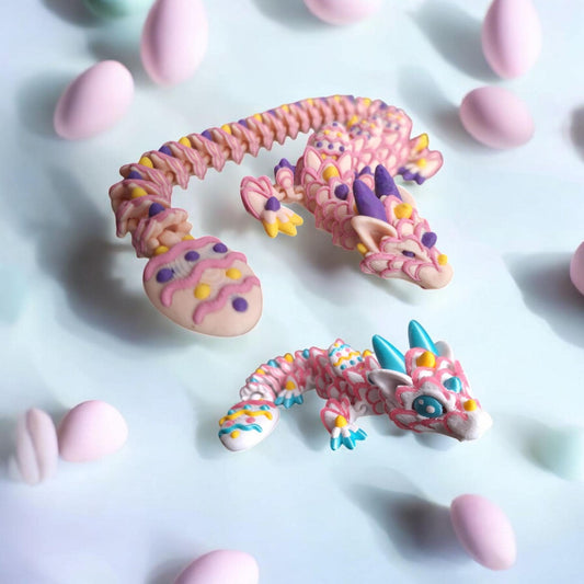 3D articulated easter holiday egg cookie dragon / 3d printed holiday candy easter dragon animals desk pet straw cap