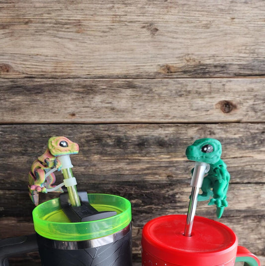 3D articulated cute assorted tiny t-rex straw cap / 3d printed t rex animals / trex dinosaur dino topper cover Fidget figurines