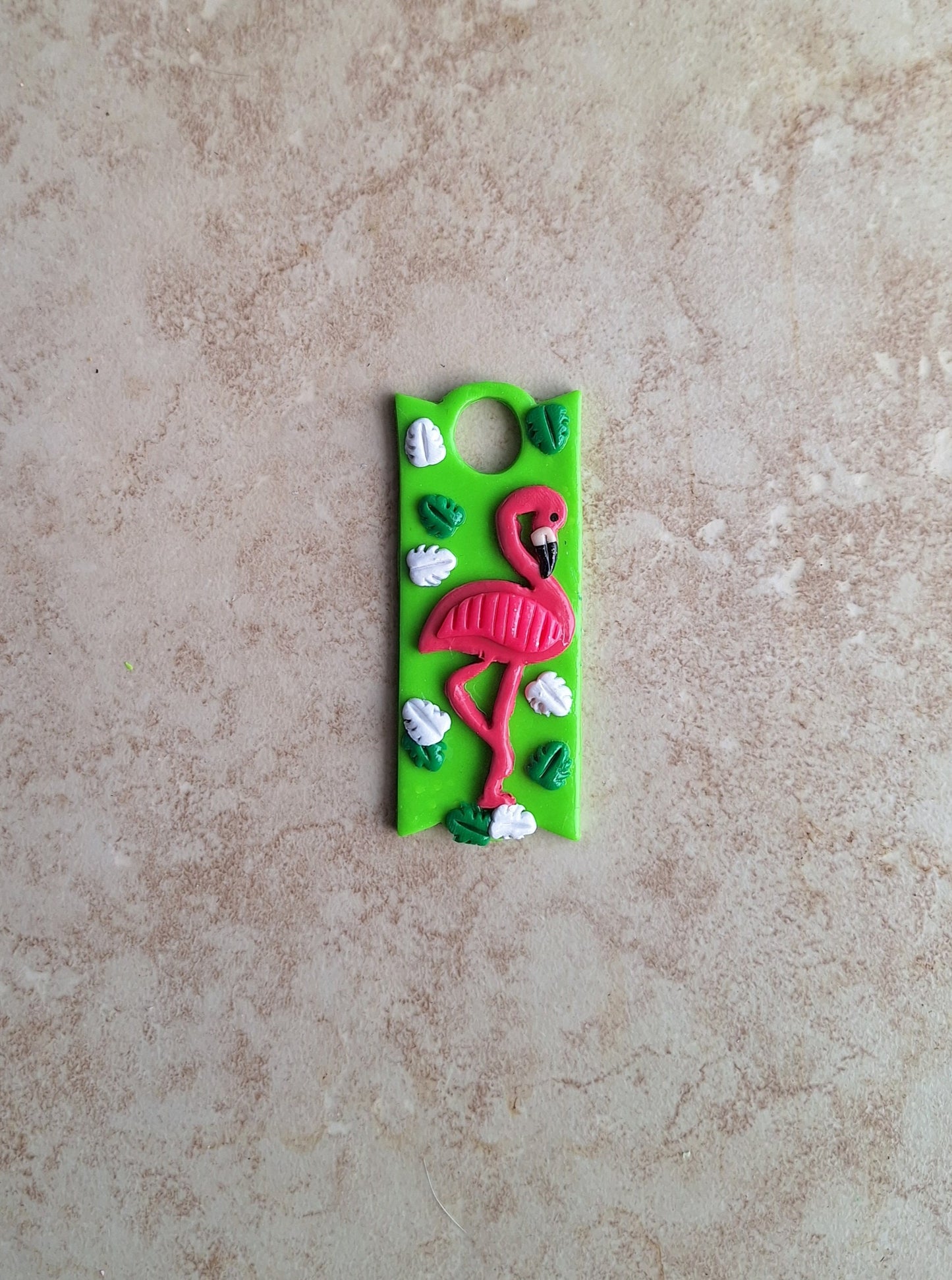 Polymer clay straw tag tumbler topper / clay tumbler accessories / pink flamingo tumbler topper straw tag beach tropical tumbler accessories