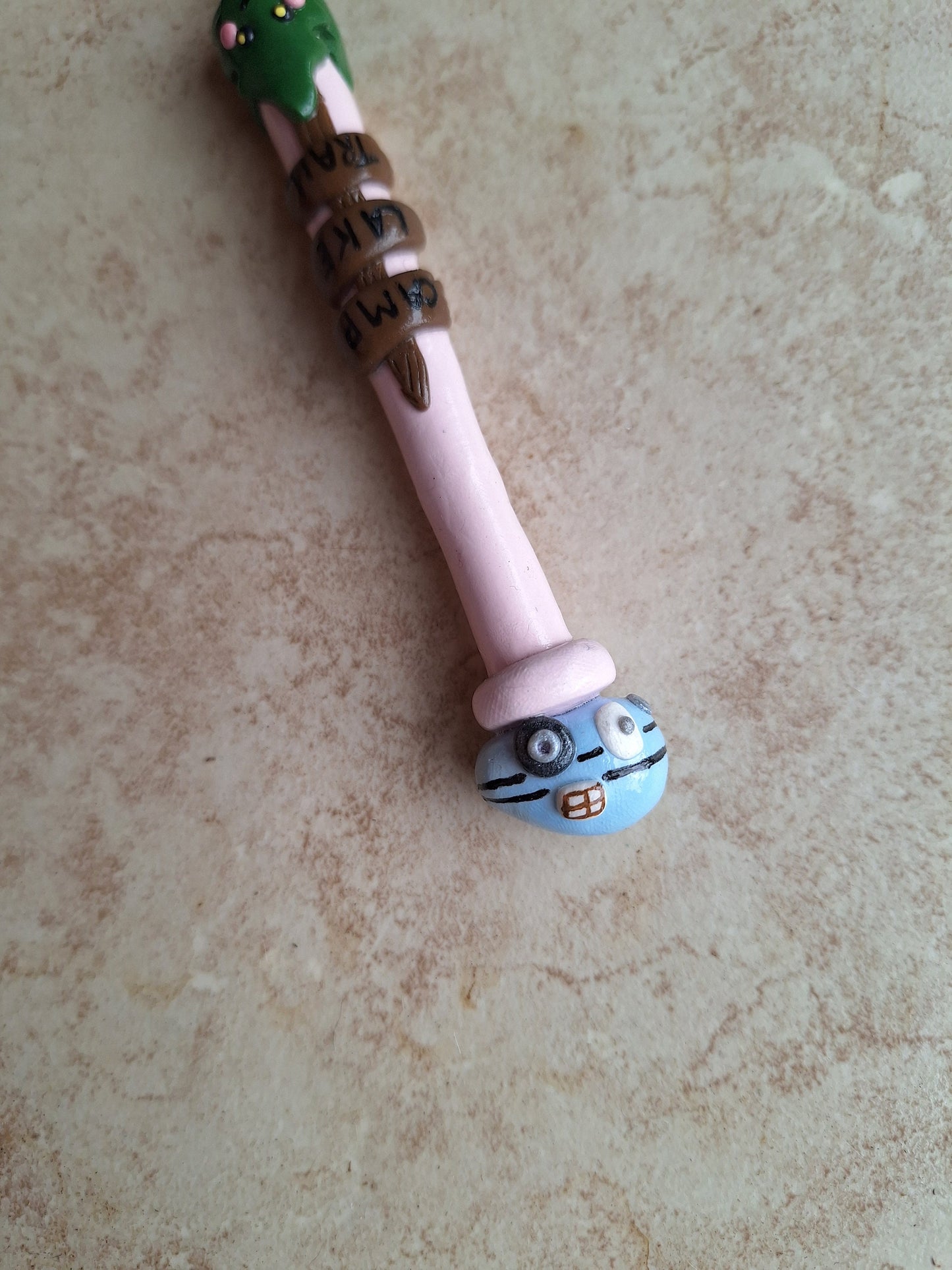 Polymer clay lavender smores camping crochet hook