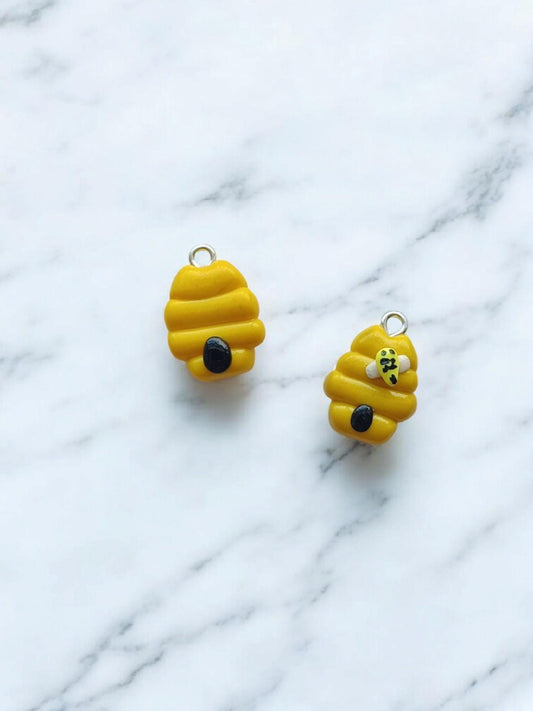 Kawaii bee charms / polymer clay bee hive charms / kawaii beehive charms / kawaii bumblebee jewelry