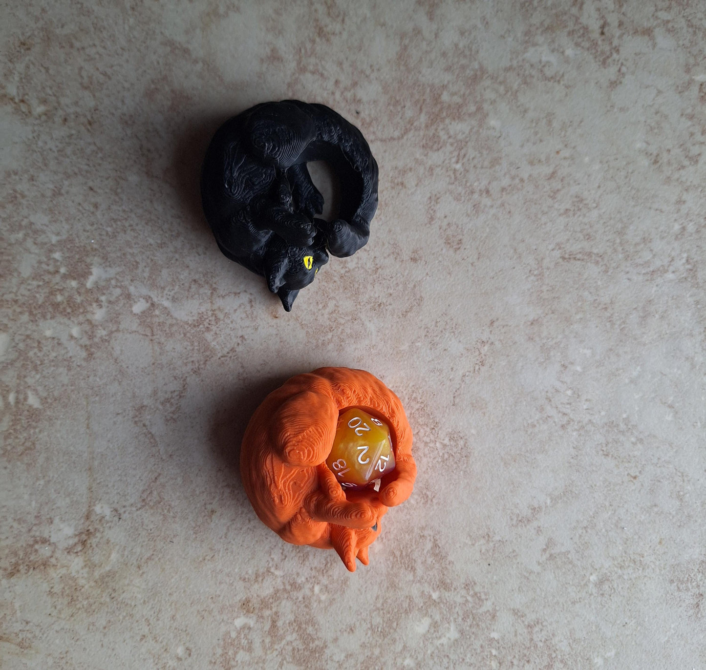 3D printed small playful cat dice guardian / 3d kitty cat kitten dice buddy / 3d printed d20 dice guardian