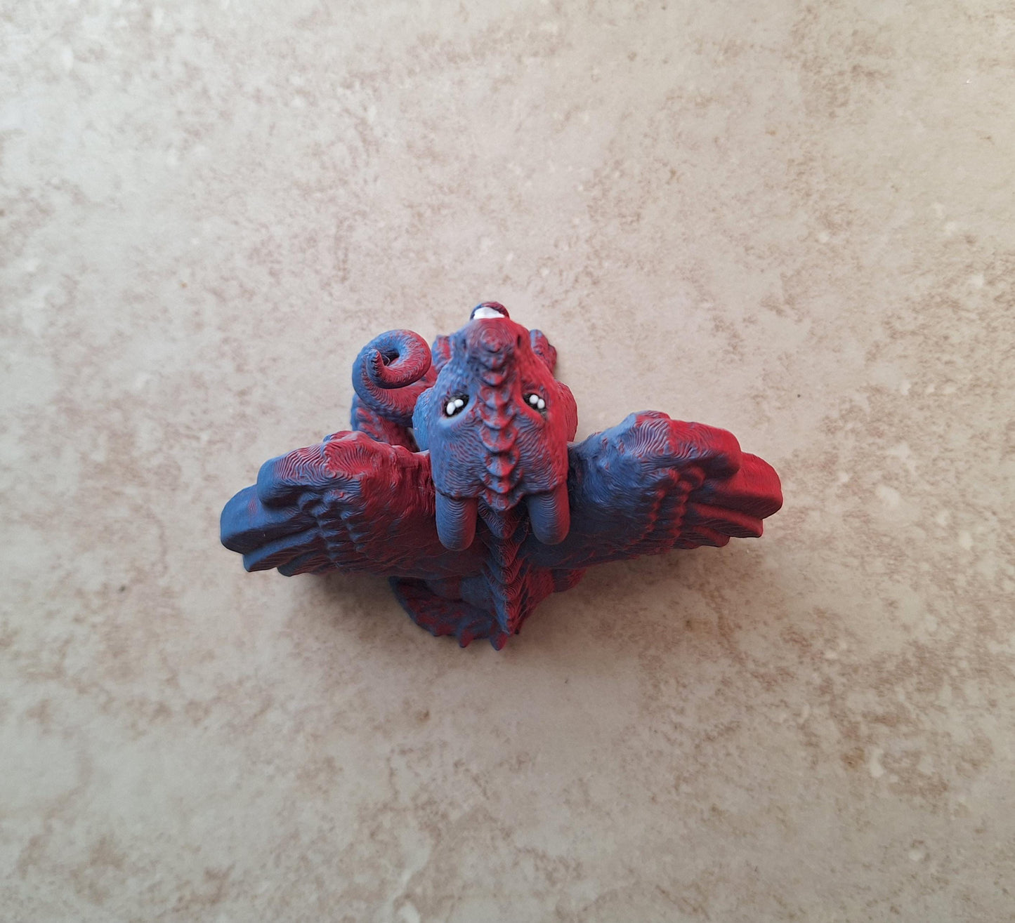 3D printed red blue two tone dragon cord holder / 3d dragon cord organizer / 3d printed dragon knick knack
