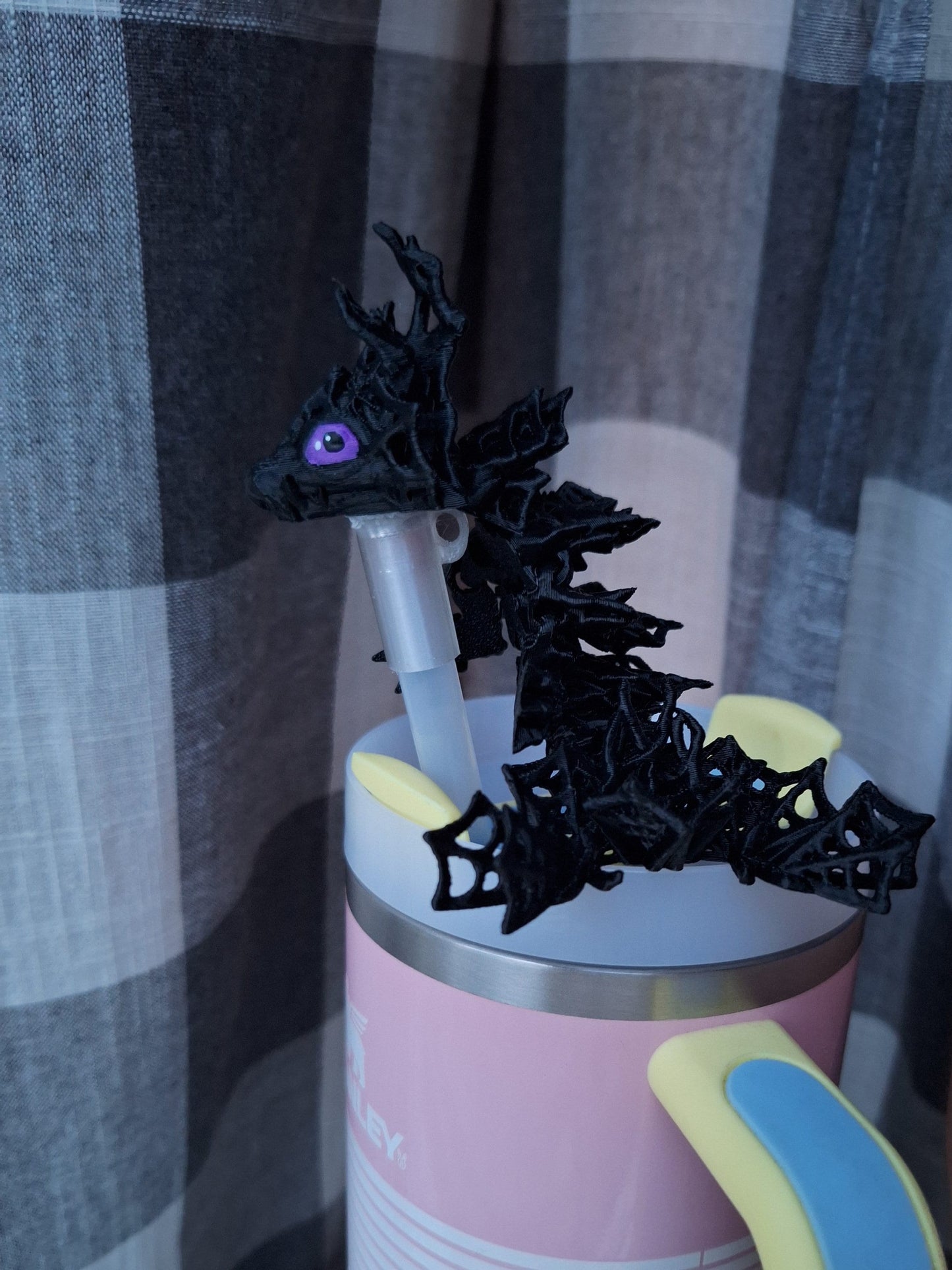 3D articulated wicked dragon straw cap / 3d printed dragon animals / halloween spider web dragon tadling straw topper cover Fidget figurines