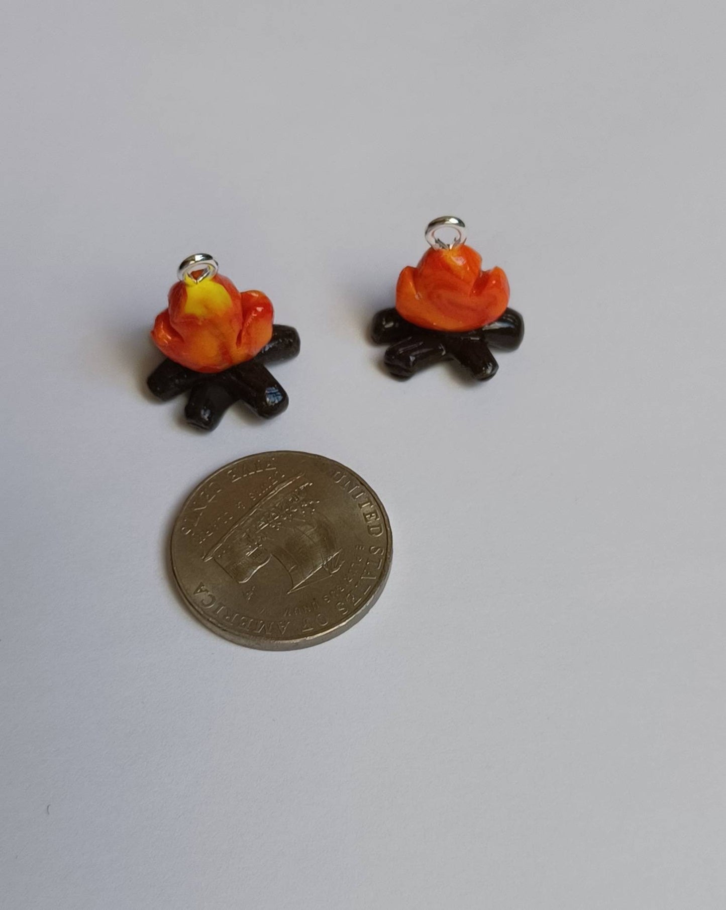 Kawaii campfire charms / polymer clay camping charms / kawaii fire charms / kawaii camping jewelry