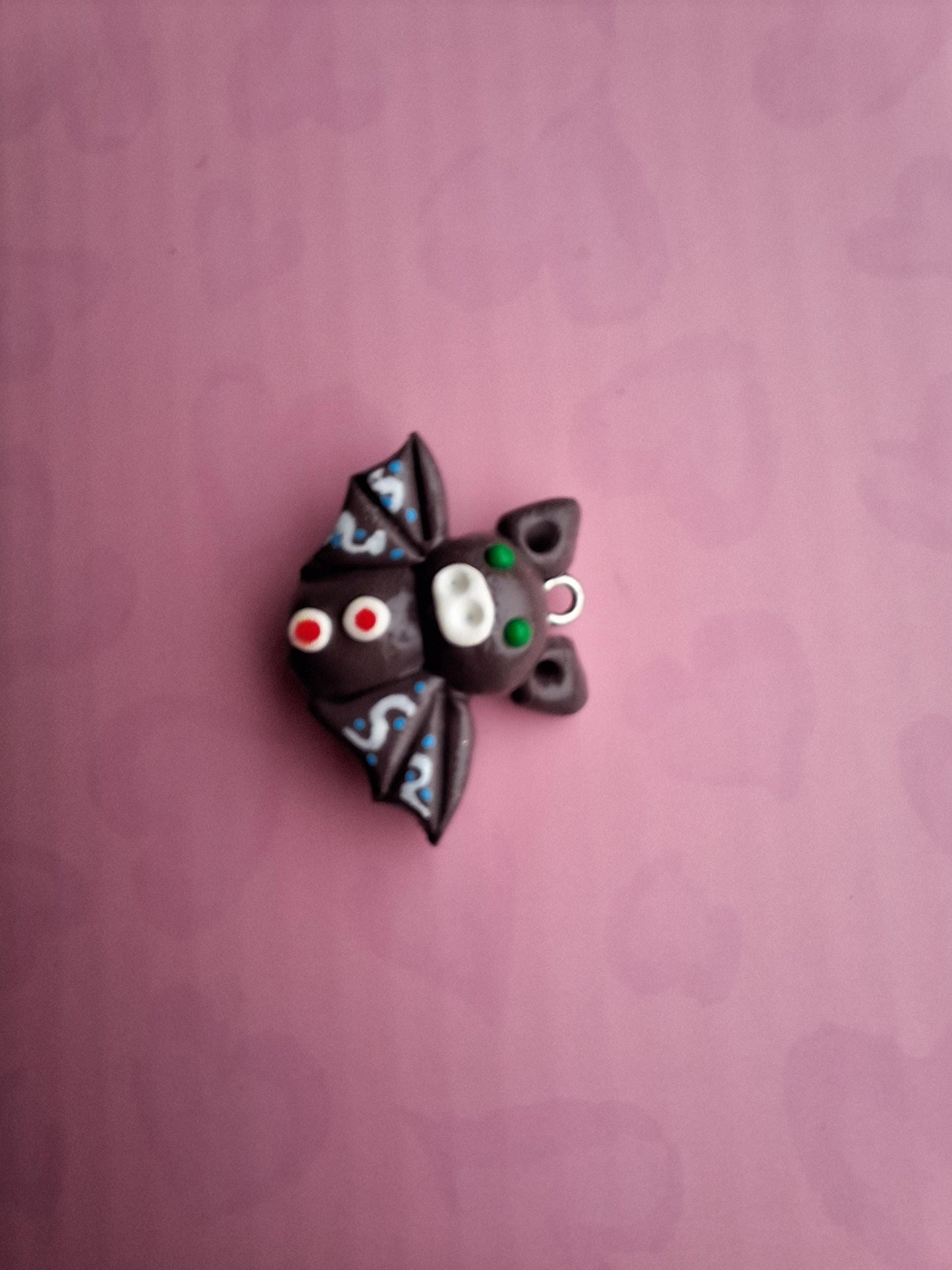Kawaii clay gingerbread bat charm / polymer clay holiday charms / clay charm jewelry / christmas bat charm stitch marker progress keeper