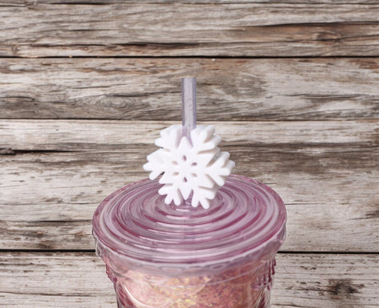3D printed snowflake straw buddy charm tumbler accessories / tumbler charm straw buddy / holiday winter snow straw topper charm