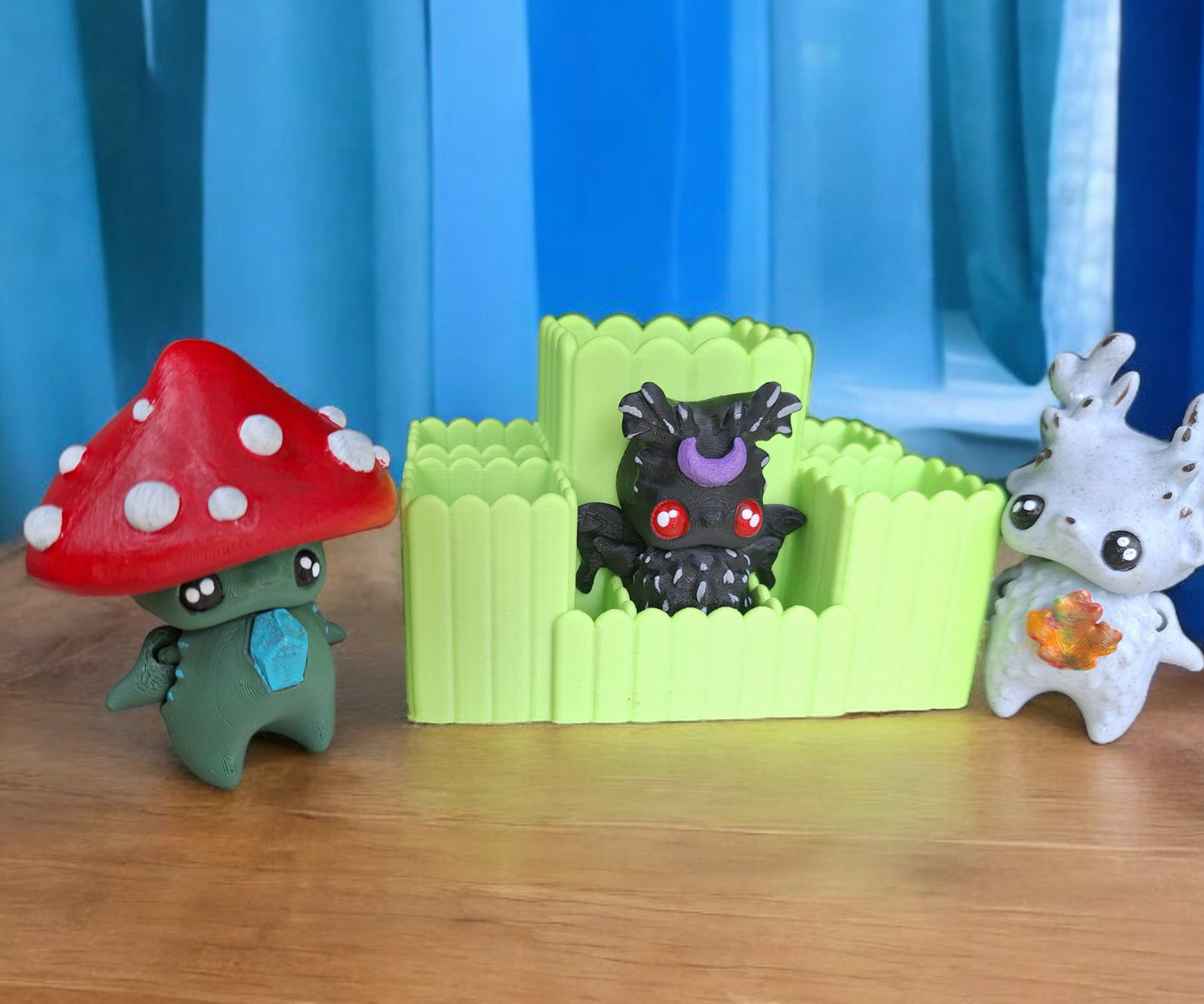 3D printed forest pixies container / kawaii pixie storage display / 3d printed whimsical storage container pencil makeup untensil organizer