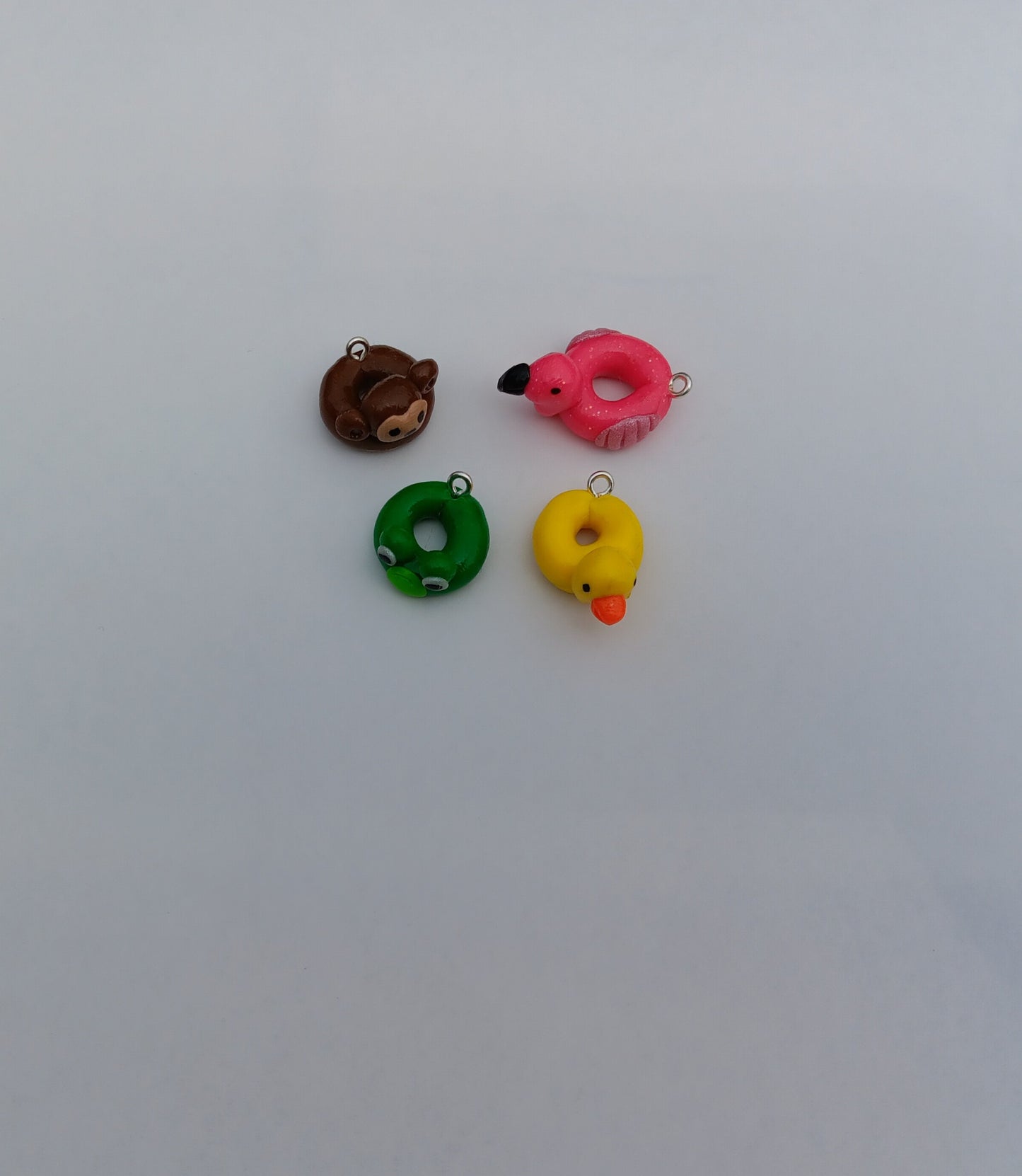 Kawaii summer beach floatie flamingo charms / polymer clay animal charms / animal floatie charms / animal floaty charms frog duck monkey