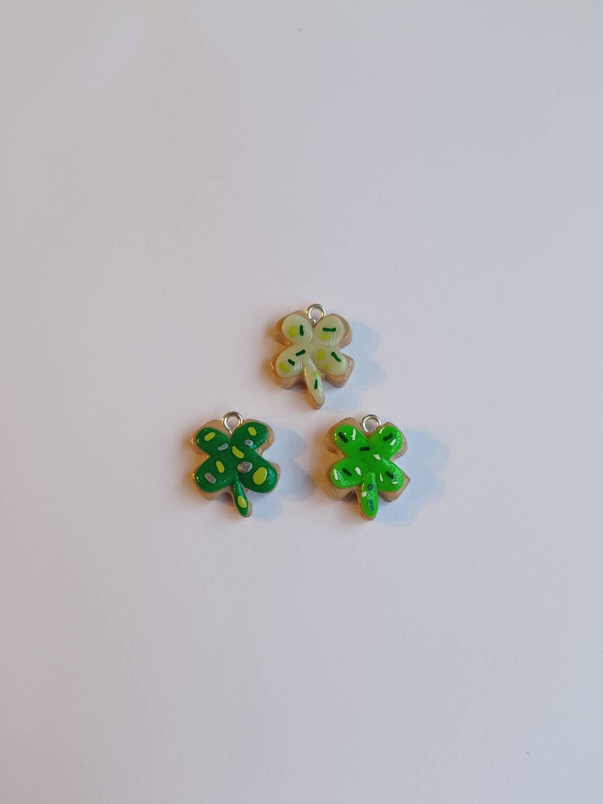 Kawaii st Patrick's day sugar cookie clover charms / polymer clay cookie charms / kawaii food charms / kawaii food jewelry / irish charms