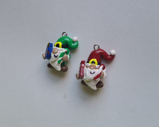 Kawaii christmas gnome charms / polymer clay gnome charms / kawaii christmas holiday santa elf gnome charms stitch marker