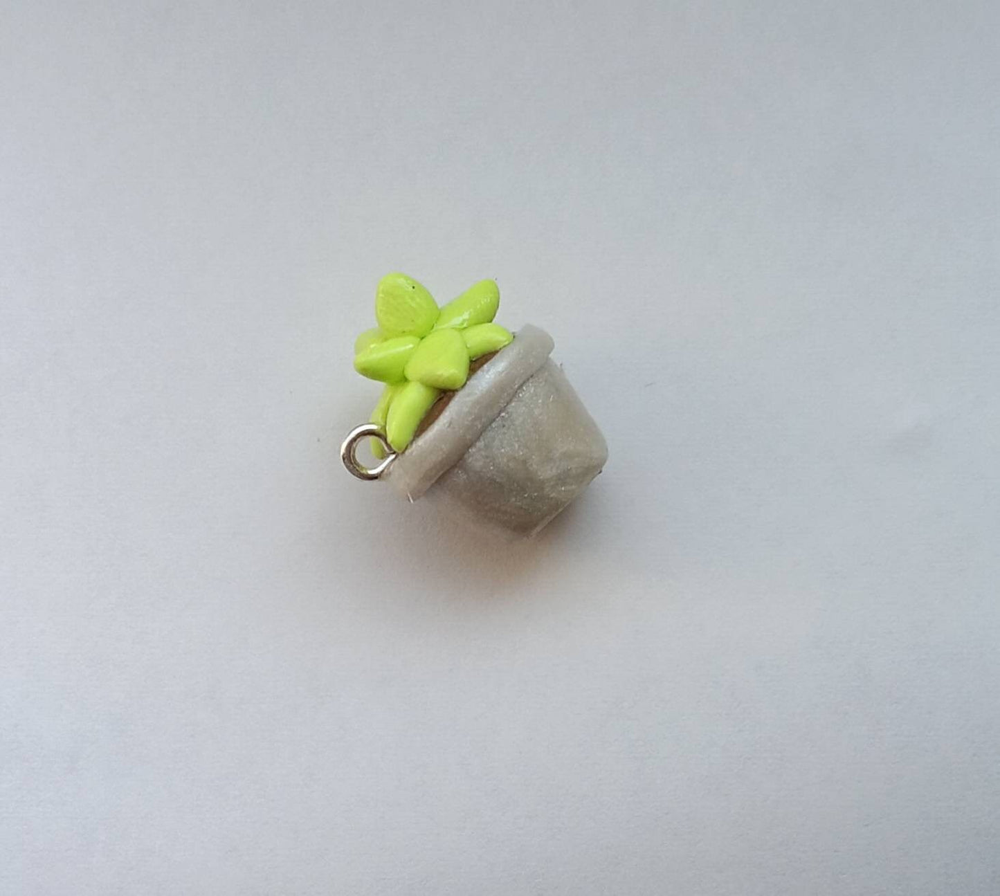 Kawaii white flower pot succulent charms / polymer clay succulent charms / kawaii floral plant charms / succulent charms