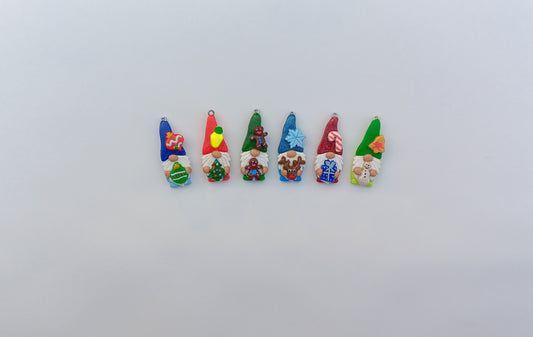 Kawaii christmas gnome charms / polymer clay gnome charms / snowflake gingerbread gnome charms / winter gnome charms jewelry stitch marker