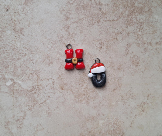Kawaii ho ho ho santa claus clay charms / polymer clay letter charms / kawaii christmas holiday charms / kawaii nutcracker jewelry