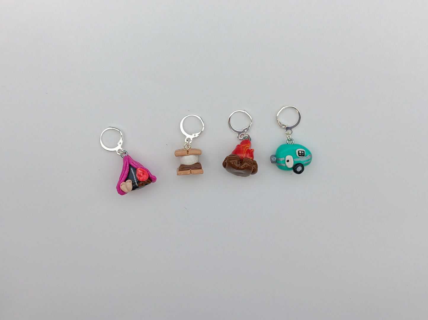 Stitch markers set 4 happy camper bundle / summer spring adventure stitch markers / camping stitch markers / set of four tent smore