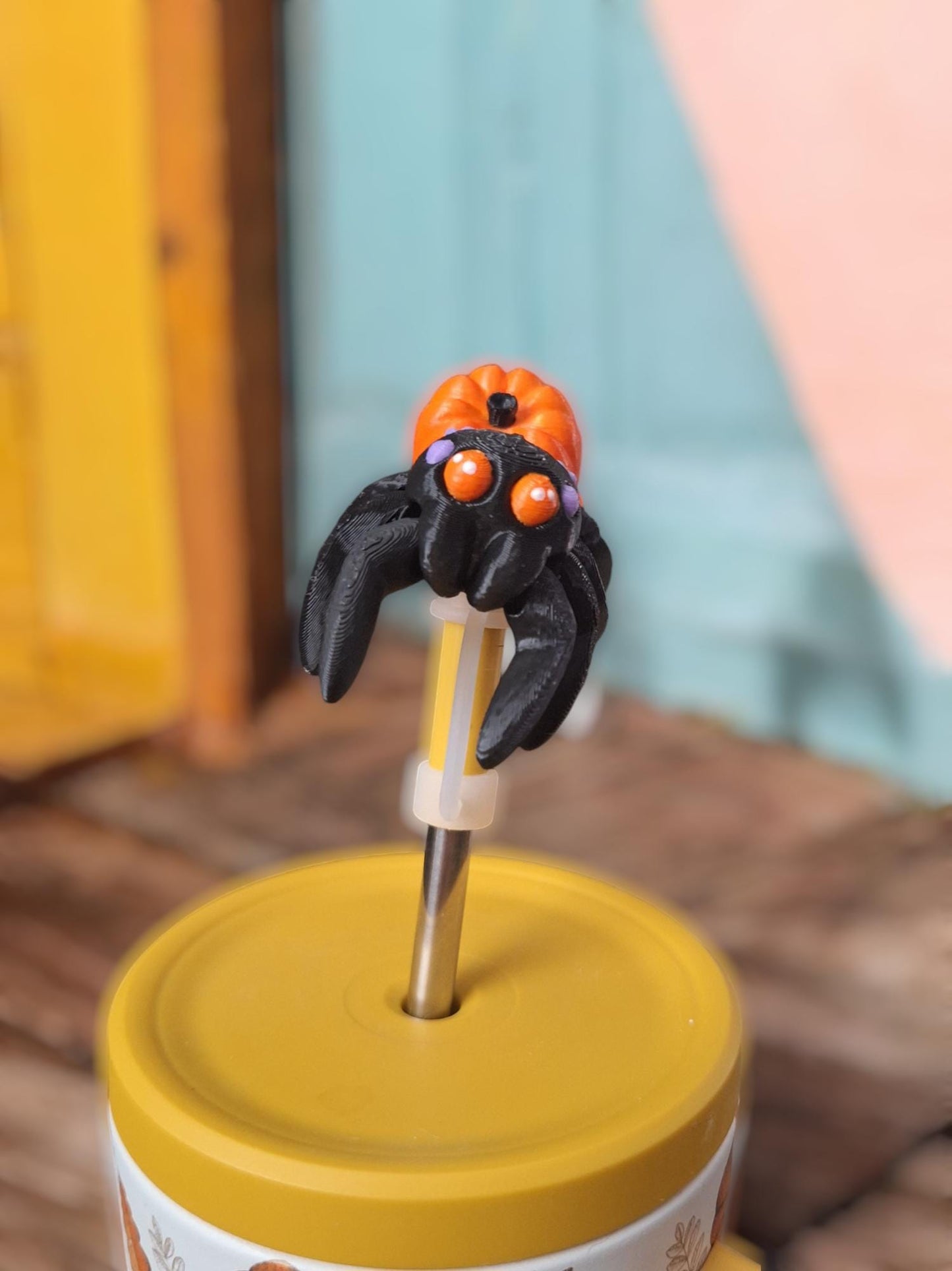 3D articulated cute assorted spiders straw cap / 3d printed spider spooky animals / halloween spider straw topper cover Fidget figurines