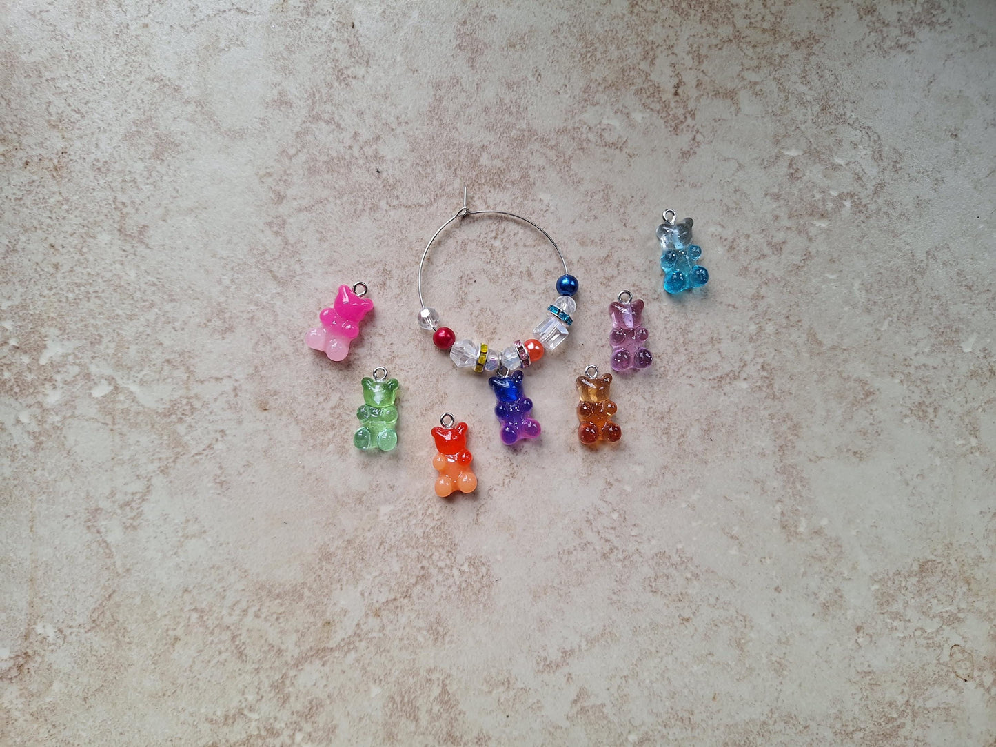 kawaii faux pearl colorful bear handle charm tumbler accessories / tumbler charm buddy / teddy bear tumbler handle charm