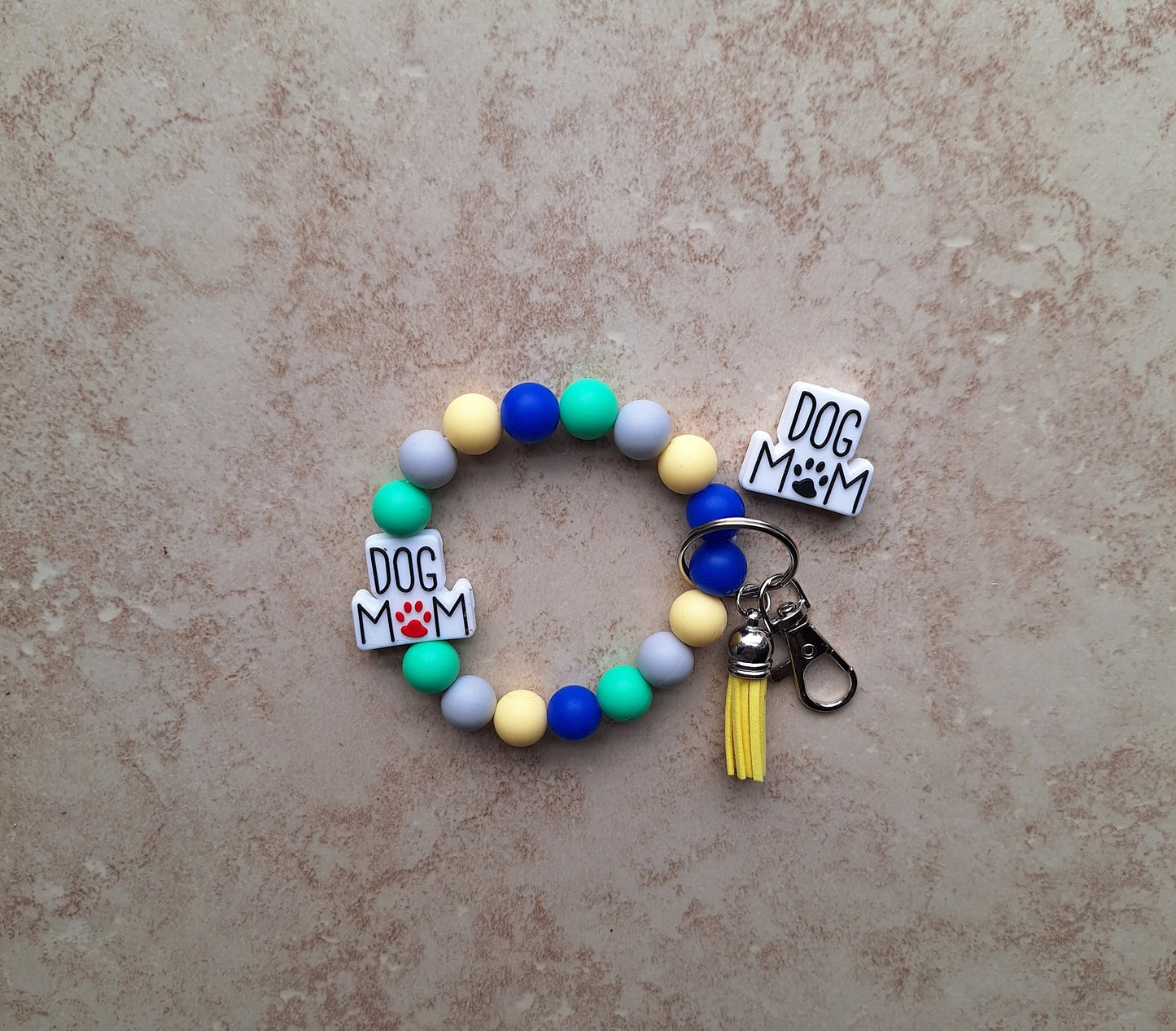 Silicone beaded wristlet keychain / dog mom silicone beaded wristlet / dog mom keychain / dog mom bag accessories key chain gift