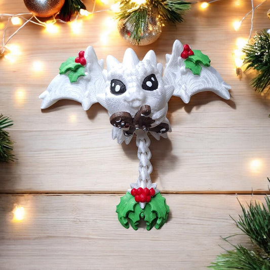 3D articulated christmas dragon cinderling / 3d printed gingerbread holly dragon animals / baby dragon knick knack Fidget figurines imp