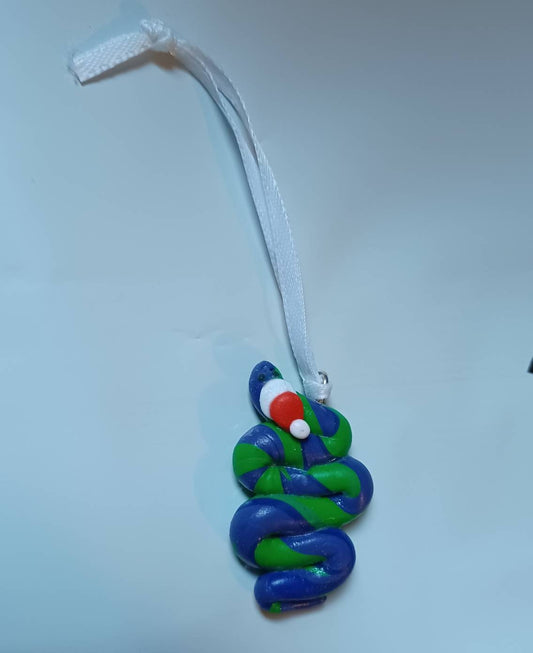 Christmas snake ornament / Santa snake ornament / polymer clay christmas ornament / polymer clay snake ornament