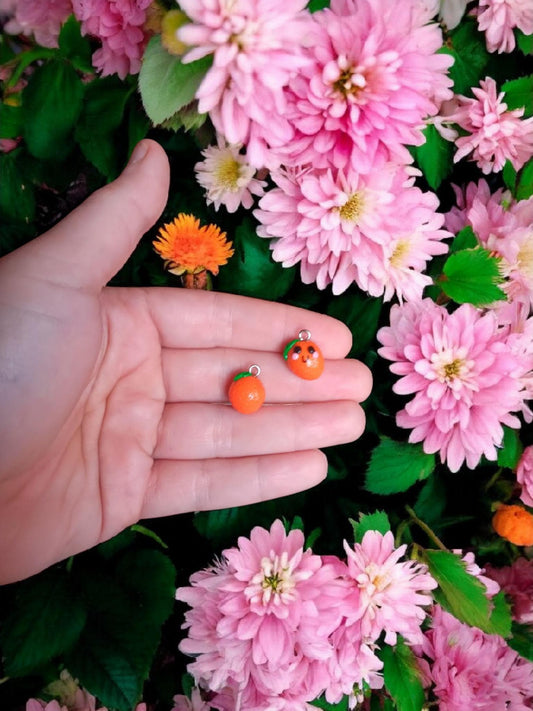 Polymer clay orange fruit charms / cute kawaii clay fruit orange charms food jewelry stitch marker progress keeper notions