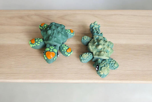 3D articulated green orange anky / 3d printed ankylosaurus shell / 3d printed animals figurine knick knack Fidget