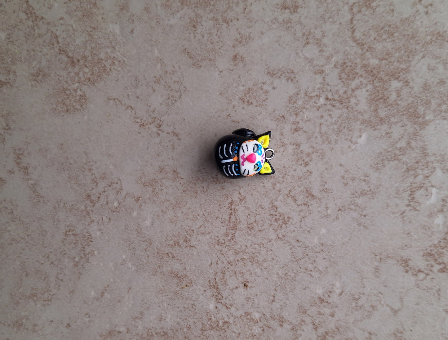 Kawaii sugar skull kitty cat charms / polymer clay day of the dead charm / kawaii skull charms / clay sugar skull charm jewelry stitchmarker