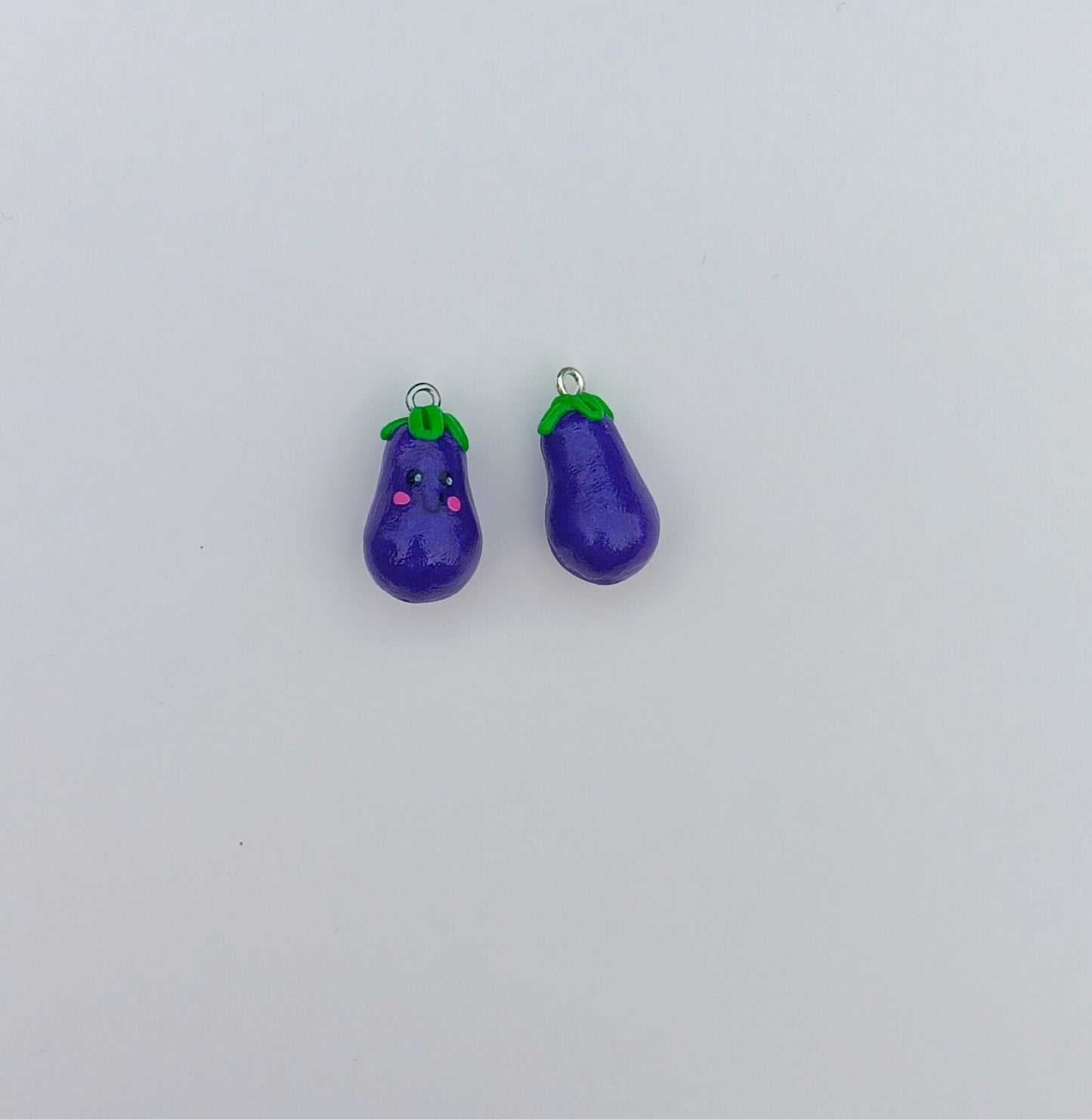 Kawaii eggplant charms / polymer clay egg plant charms / kawaii food charms / kawaii food jewelry stitch marker / clay veggie charms