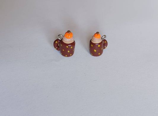 Kawaii coffee pumpkin spice mocha latte charms / polymer clay coffee charms / kawaii food charms / kawaii food jewelry / Christmas charms