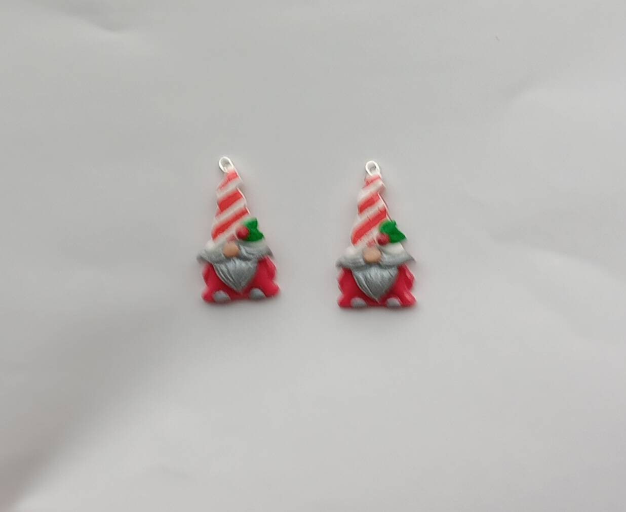 Kawaii christmas candy cane  gnome charms / polymer clay gnome charms / kawaii christmas holiday charms / gnome charms
