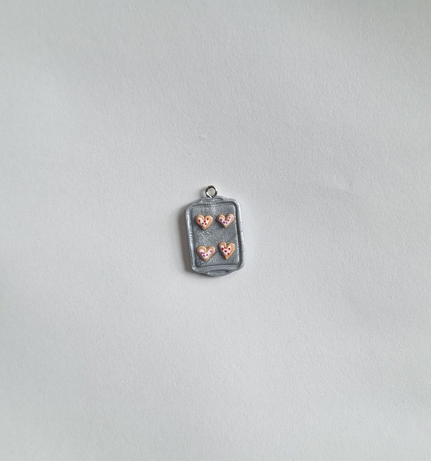 Kawaii valentine heart sugar cookie baking tray charms / polymer clay cookie charms / kawaii food charm food jewelry charm stitch marker
