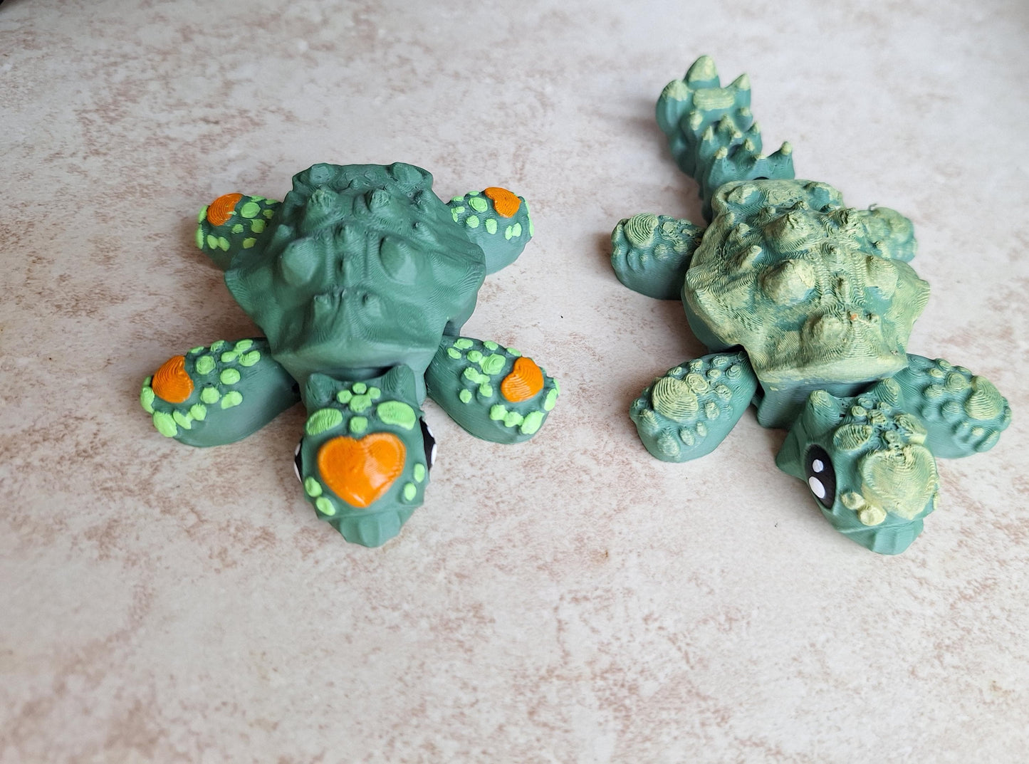 3D articulated green orange anky / 3d printed ankylosaurus shell / 3d printed animals figurine knick knack Fidget