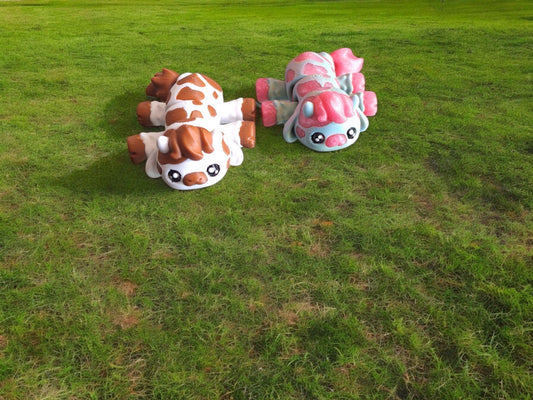 3D articulated cow farm animal / 3d printed cow / 3d printed animals colorful kawaii cow flexi figurine knick knack Fidget