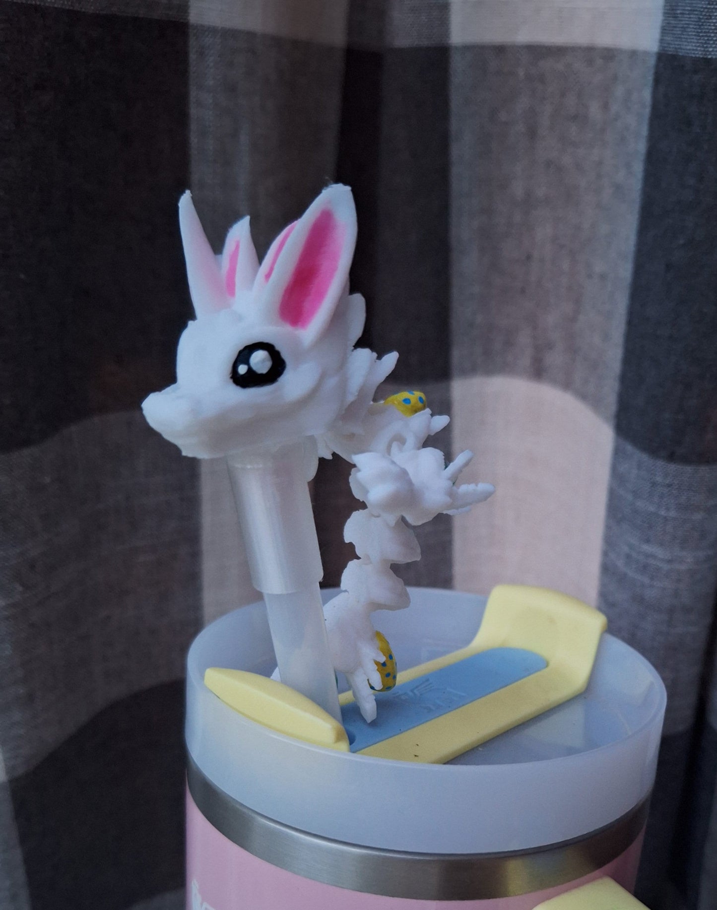 3D articulated easter bunny dragon straw cap / 3d printed dragon animals /  spring easter egg tadling straw topper cover Fidget figurines