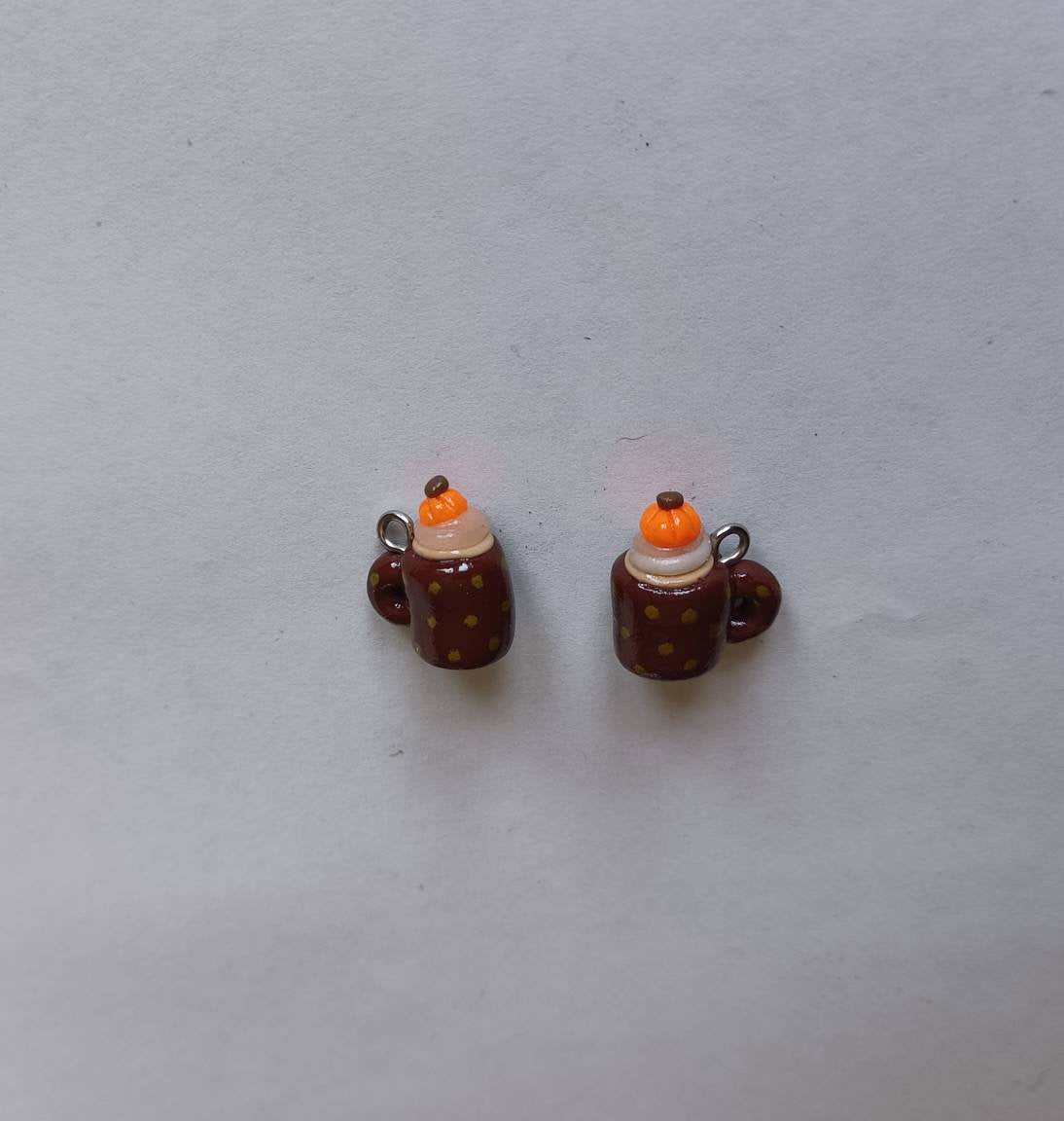 Kawaii coffee pumpkin spice mocha latte charms / polymer clay coffee charms / kawaii food charms / kawaii food jewelry / Christmas charms